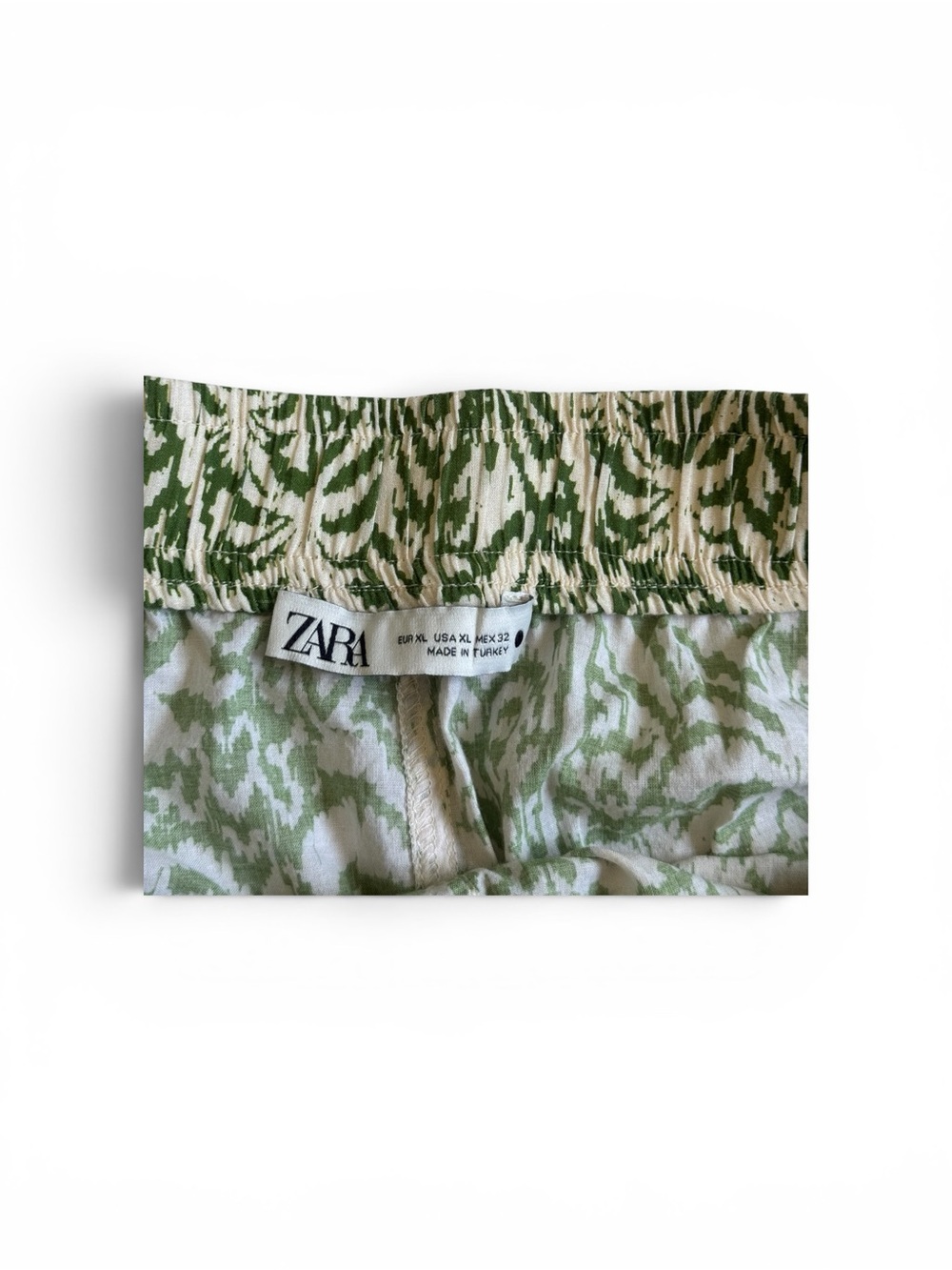 Zara Green Botanical Cropped 100% cotton Pants - Picture 2 of 8
